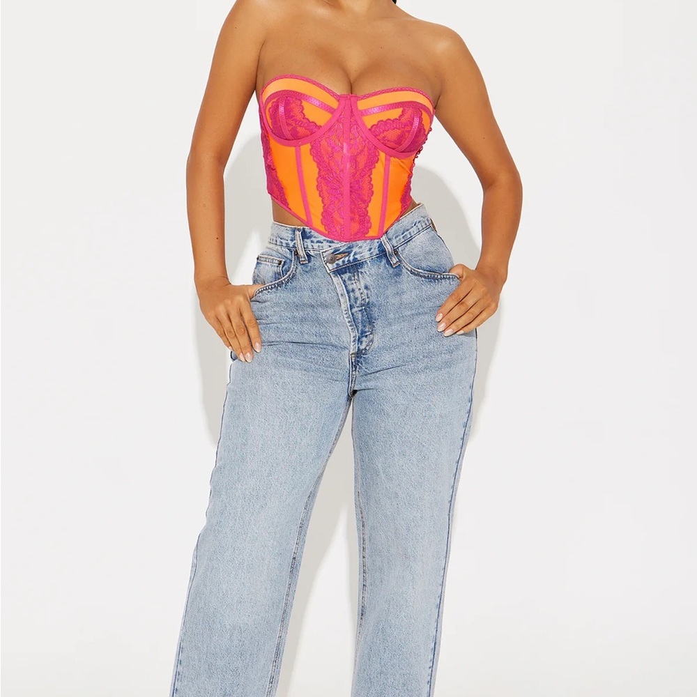 Fashion Nova Pink and Orange Crop Top